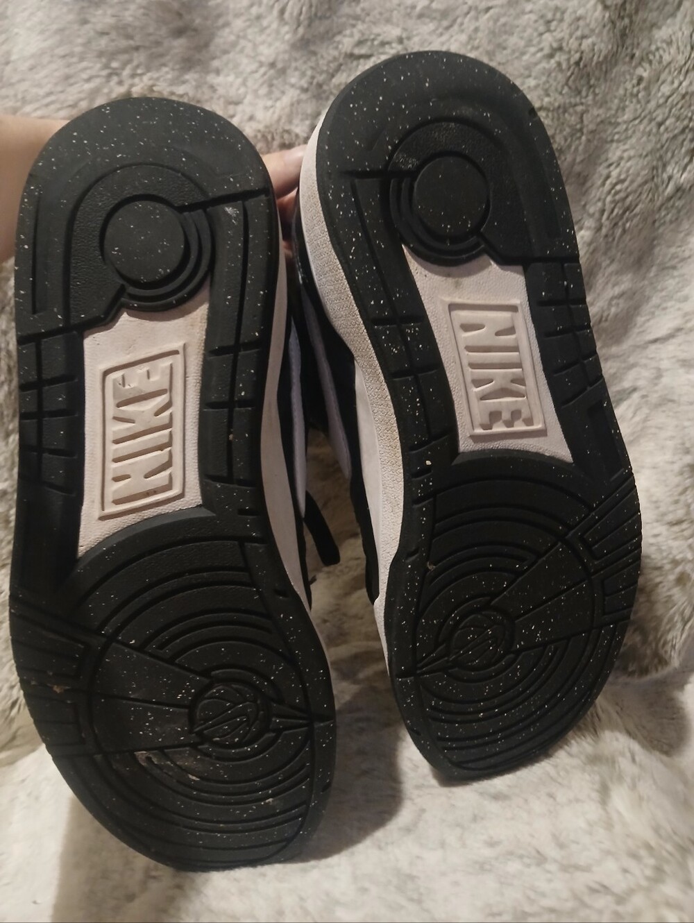 Nike Black Sneakers with White Soles and Orange Tongue Accent - Picture 5 of 5